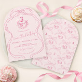 手モダン引き弓ピンクガール誕生日アーチ 招待状