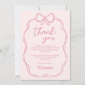 手モダン引き弓ピンクガール誕生日 サンキューカード (正面)