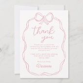 手モダン引き弓ピンクガール誕生日 サンキューカード (正面)