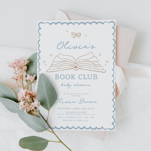 手モダン引き本の赤ちゃんシャワー 招待状