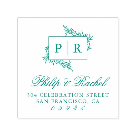 手モダン引き枝の結婚差出人住所 セルフインキングスタンプ (デザイン)