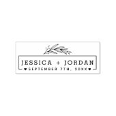 手モダン引き植物枝結婚の日付 ラバースタンプ (インプリント)