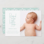 手モダン引き男の赤ちゃん誕生の発表 案内状 (正面/裏面)