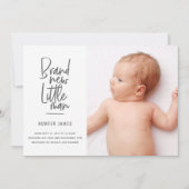 手モダン引き男の赤ちゃん誕生の発表 案内状 (正面)