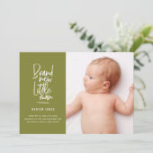 手モダン引き男の赤ちゃん誕生の発表 案内状 (スタンド正面)