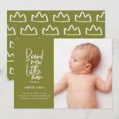 手モダン引き男の赤ちゃん誕生の発表 案内状 (正面/裏面)