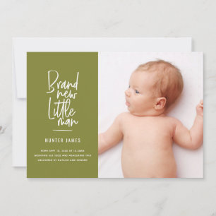 手モダン引き男の赤ちゃん誕生の発表 案内状