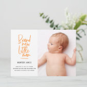 手モダン引き男の赤ちゃん誕生の発表 案内状 (スタンド正面)