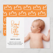 手モダン引き男の赤ちゃん誕生の発表 案内状 (正面/裏面)