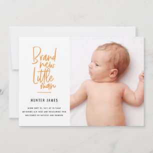 手モダン引き男の赤ちゃん誕生の発表 案内状