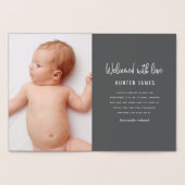 手モダン引き男の赤ちゃん誕生の発表 箔カード (内部)