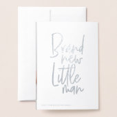 手モダン引き男の赤ちゃん誕生の発表 箔カード (裏面封筒付き)