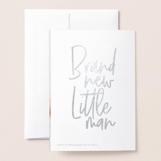 手モダン引き男の赤ちゃん誕生の発表 箔カード (裏面封筒付き)