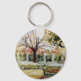 手モダン引き秋パーク自然の木と草 キーホルダー