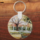 手モダン引き秋パーク自然の木と草 キーホルダー (裏面)