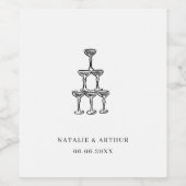 手モダン引き結婚の ワインラベル (シングルラベル)