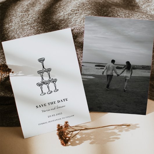 手モダン引き結婚式の日付を保存 セーブザデート