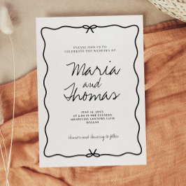 手モダン引き結婚式招待状 セーブザデート