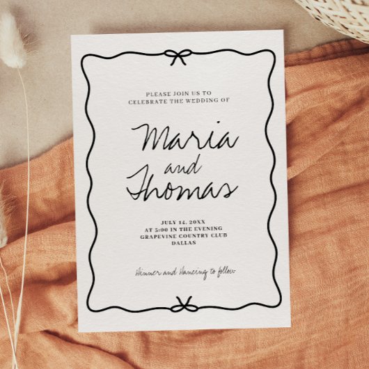 手モダン引き結婚式招待状 セーブザデート