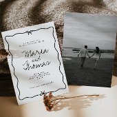 手モダン引き結婚式招待状 セーブザデート