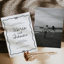 手モダン引き結婚式招待状 セーブザデート