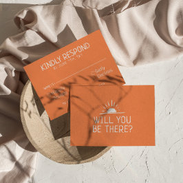 手モダン引き西の砂漠ユニーク結婚の 出欠カード