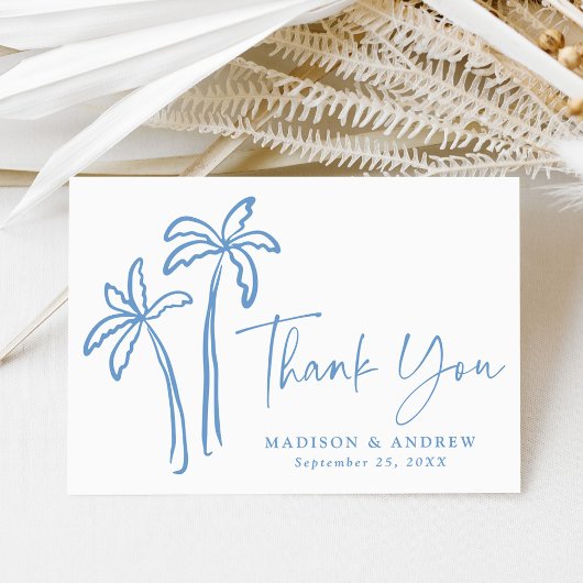 手モダン引き青椰子結婚樹 サンキューカード