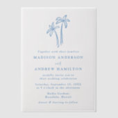 手モダン引き青椰子結婚樹 ベラム紙招待状 (正面)