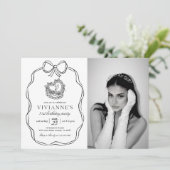 手モダン引き黒弓ガール誕生日写真 招待状 (スタンド正面)