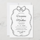 手モダン引き黒弓結婚の 招待状 (正面)