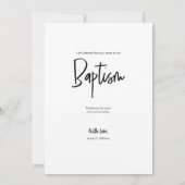 手モダン打ちカスタムベビーバプテスマ サンキューカード (裏面)