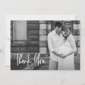 手モダン打ちカスタム写真赤ちゃんシャワー サンキューカード (正面)