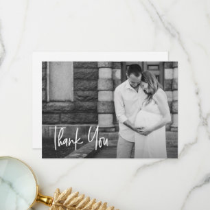 手モダン打ちカスタム写真赤ちゃんシャワー サンキューカード