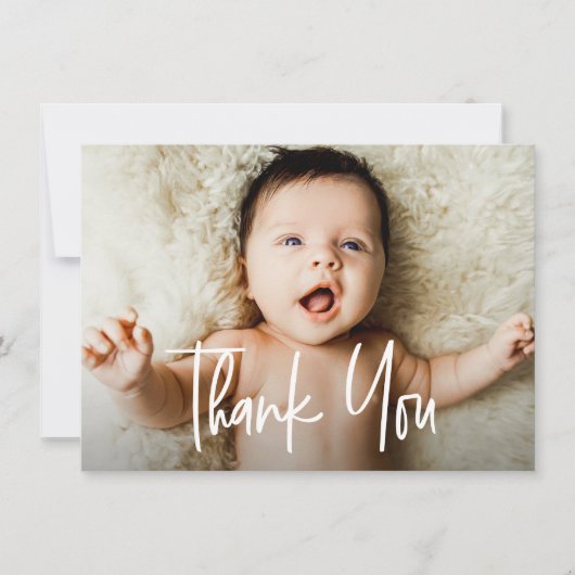手モダン打ちカスタム写真赤ちゃんシャワー サンキューカード (正面)