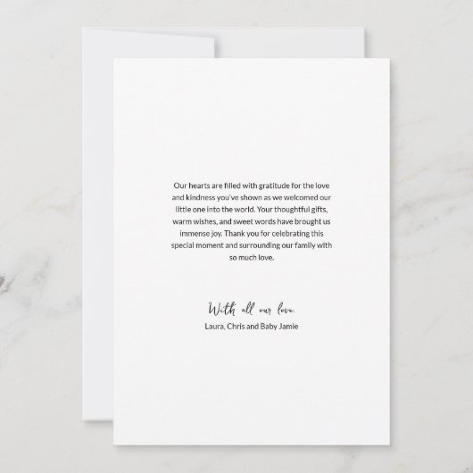 手モダン打ちカスタム女の子シャワー写真 サンキューカード (裏面)