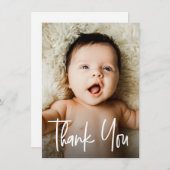 手モダン打ちカスタム赤ちゃんシャワー写真 サンキューカード (正面/裏面)