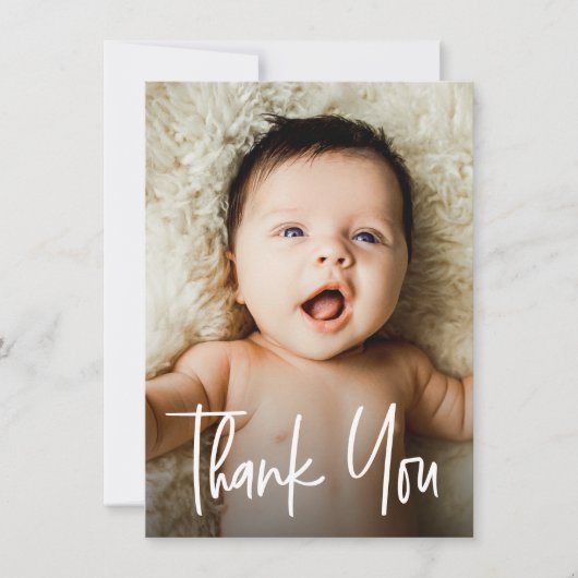 手モダン打ちカスタム赤ちゃんシャワー写真 サンキューカード (正面)