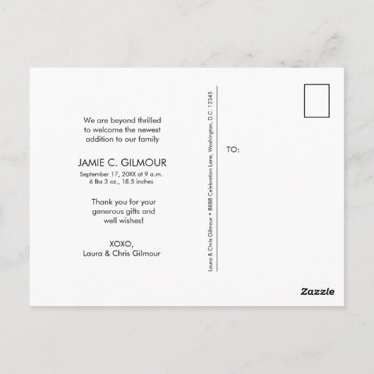 手モダン打ちカスタム赤ちゃんシャワー写真 ポストカード (裏面)