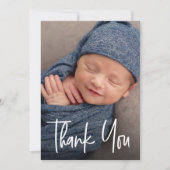 手モダン打ちカスタム赤ちゃんシャワー少年の写真 サンキューカード (正面)