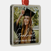 手モダン打ち大学院のパーソナライズされた写真 メタルオーナメント (右)