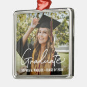 手モダン打ち大学院のパーソナライズされた写真 メタルオーナメント (左)