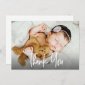 手モダン打ち女の子のフォトシャワー サンキューカード (正面/裏面)