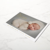 手モダン打ち男の赤ちゃん名カスタム写真 箔シーズンカード (回転した状態)