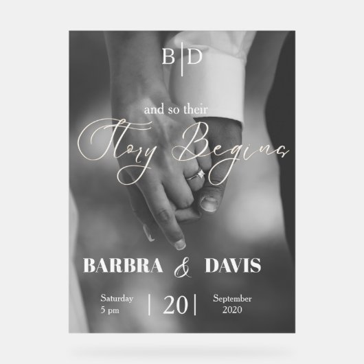 手モダン持ち始め結婚る アクリルサイン (正面)