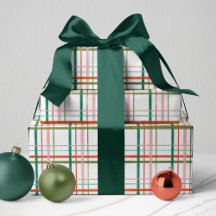 手モダン描きピンク、赤、緑の格子模様