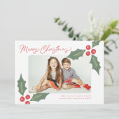 手モダン描きホリーベリーのフォトフレーム シーズンカード (スタンド正面)