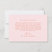 手モダン描きヤシの木ピンク結婚ズ サンキューカード (裏面)