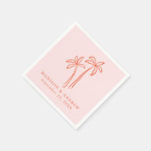 手モダン描きヤシの木ピンク結婚ズ スタンダードカクテルナプキン (角)