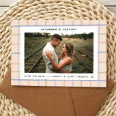 手モダン描き写真素朴日付の保存 セーブザデート