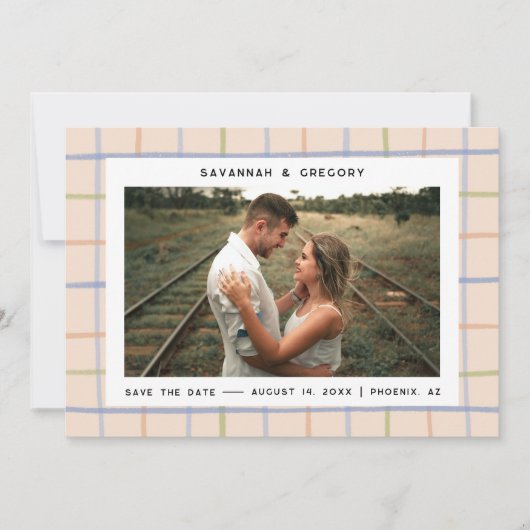 手モダン描き写真素朴日付の保存 セーブザデート (正面)